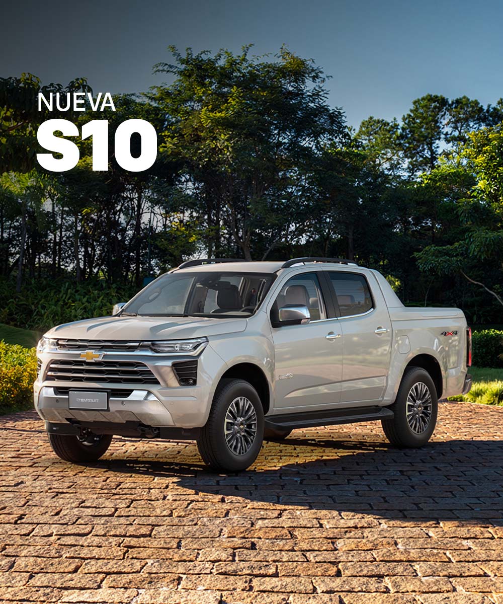 Chevrolet S10 color blanco estacionada en un entorno natural, destacando su diseño robusto, tecnología moderna y versatilidad para el trabajo y la aventura.